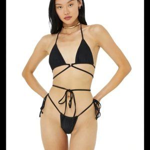 NWOT alo x Frankies Black Bikinis Tatum Top & Bottom 2 piece Set